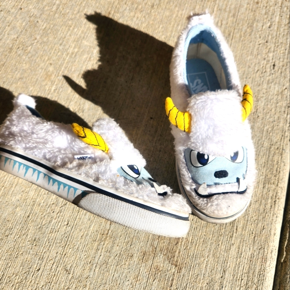 Vans YETI Monster Bigfoot Slip On Sneakers Low Top Canvas Faux Fur Size 10K